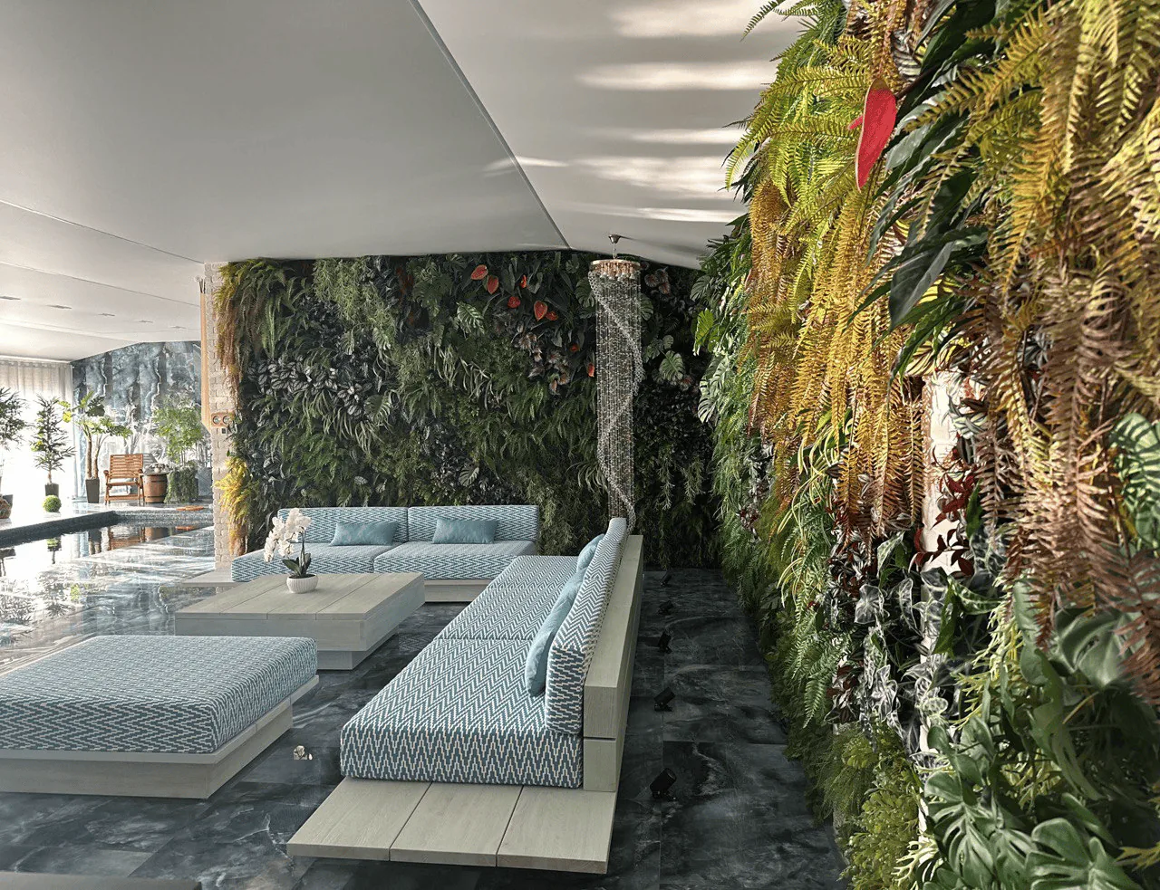 Фрагмент влагостойкого растительного декора в SPA