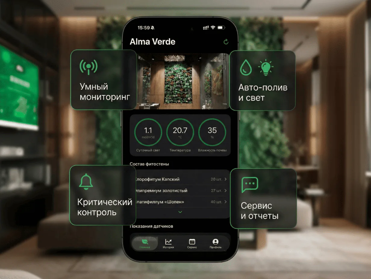Сервисное сопровождение офисного озеленения Alma Verde